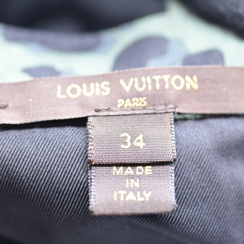 LOUIS VUITTON ルイヴィトン スカート ミニ プリーツ シルク ヒョウ柄 レオパード モノグラム 34