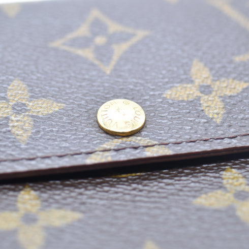 LOUIS VUITTON ポシェット ポルトモネ クレディ モノグラム 二つ折り長財布 PVC レザー 茶