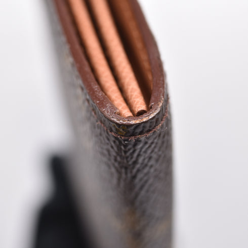 LOUIS VUITTON ポシェット ポルトモネ クレディ モノグラム 二つ折り長財布 PVC レザー 茶