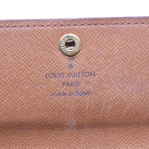 LOUIS VUITTON ポシェット ポルトモネ クレディ モノグラム 二つ折り長財布 PVC レザー 茶