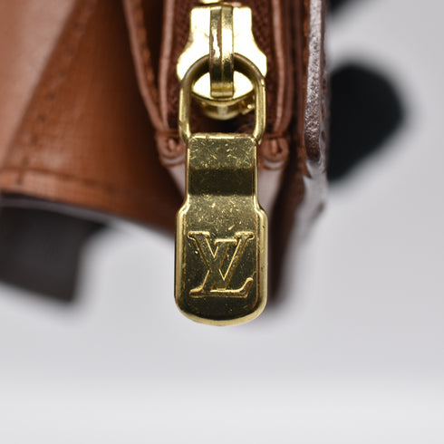 LOUIS VUITTON ポシェット ポルトモネ クレディ モノグラム 二つ折り長財布 PVC レザー 茶